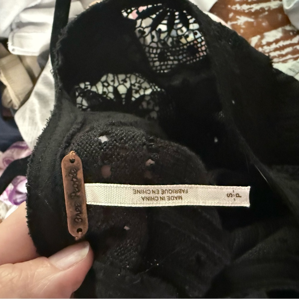 Free People Once Upon a Time Black Lace Bell Sleeve Top NWOT Size S - Picture 6 of 7